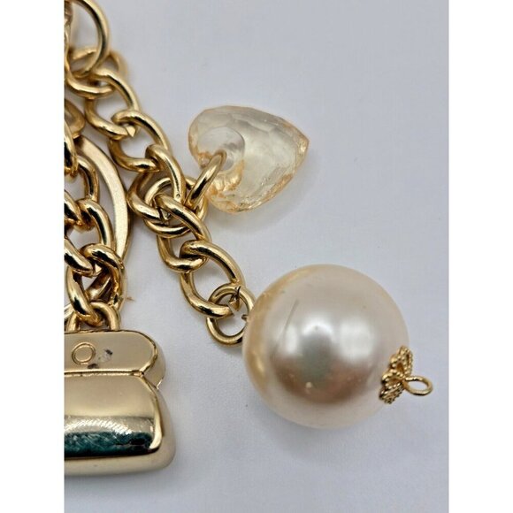 Kathy Van Zeeland Hearts Crystal Pave Fleur Gold Tone Mixed Charm Keychain - Picture 8 of 9